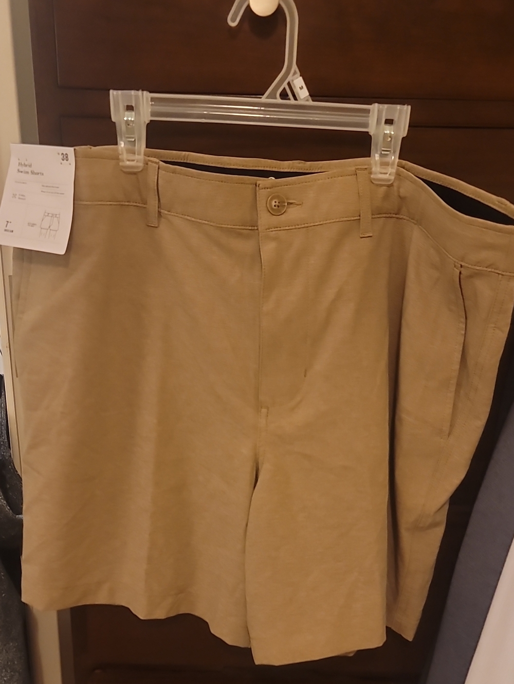 Goodfellow & Mens 7" Hybrid Swim Shorts Size 38-khaki